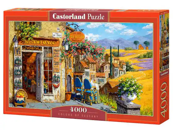 R Castorland Puzzle 2 N C-400171-2 14 VIA DEi Foss! Da ANTONIC dal 1912 DA ANTONIO trattorio O6ci Bgd di die iruee m Cne 4000 COLORS OF TUSCANY Castorland 4000