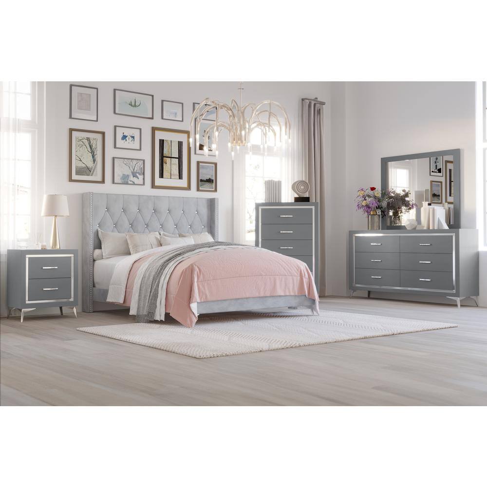Alt View 1. New Classic Furniture - Huxley Nightstand-Gray - Gray.
