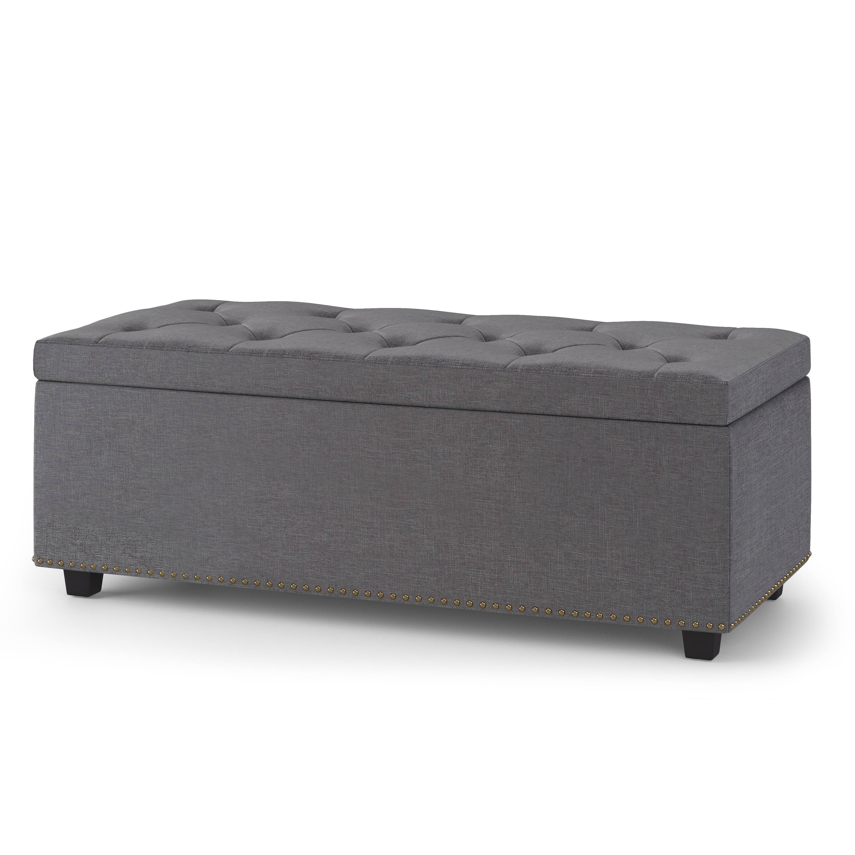 Angle. Simpli Home - Hamilton Lift Top Rectangular Storage Ottoman - Slate Grey.