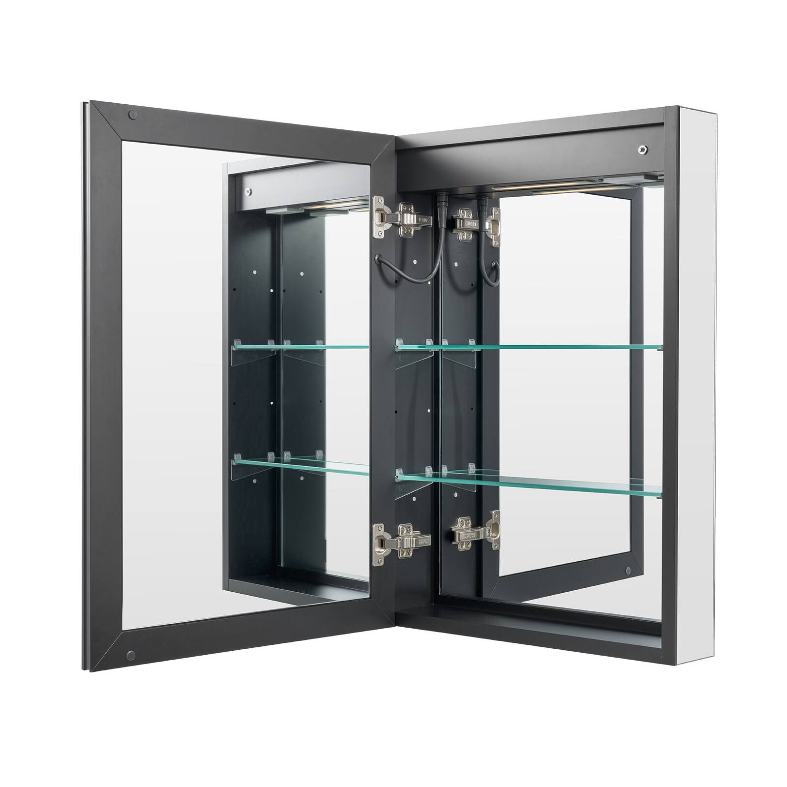 Alt View 5. VEVOR - Lighted Medicine Cabinet with Mirror, 20 x 28 in Recessed or Wall Mount, 3 Color Dimmable LED Bathroom Medicine Cabinet - Black.