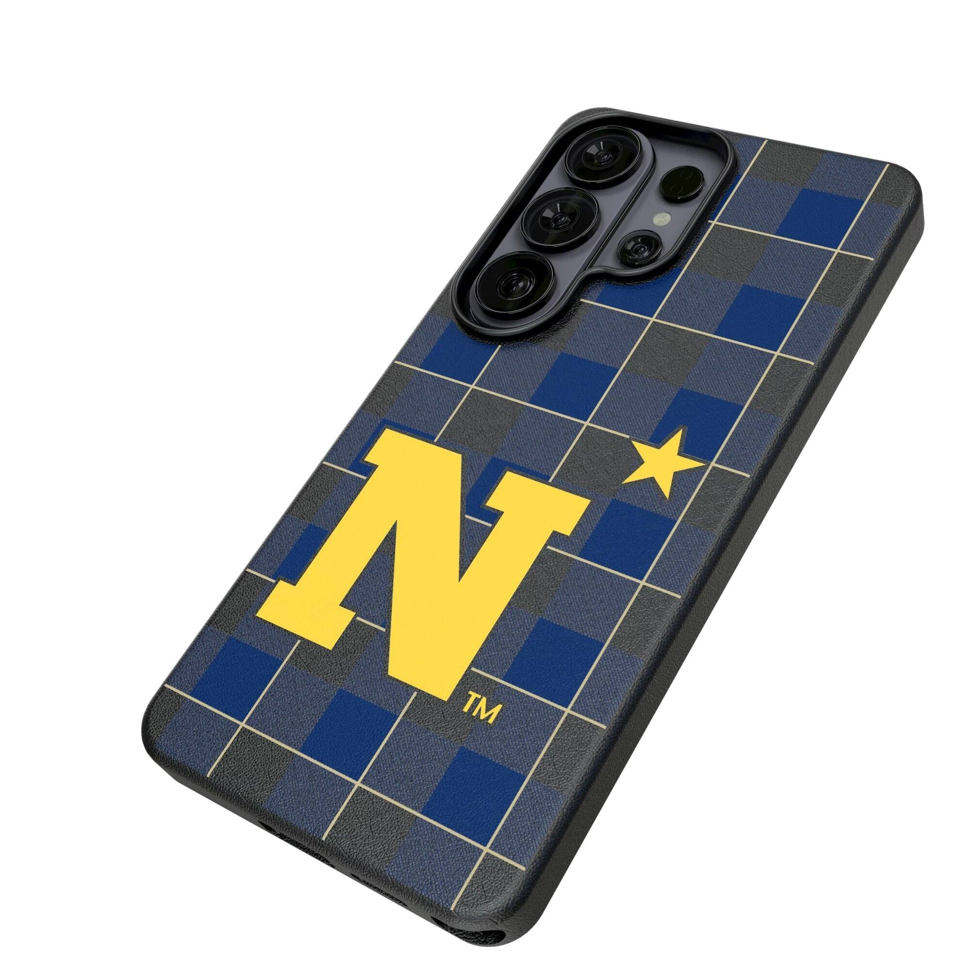 Alt View 1. Keyscaper - Navy Midshipmen Plaid Galaxy Magnetic Bump Case - S24 - Black.