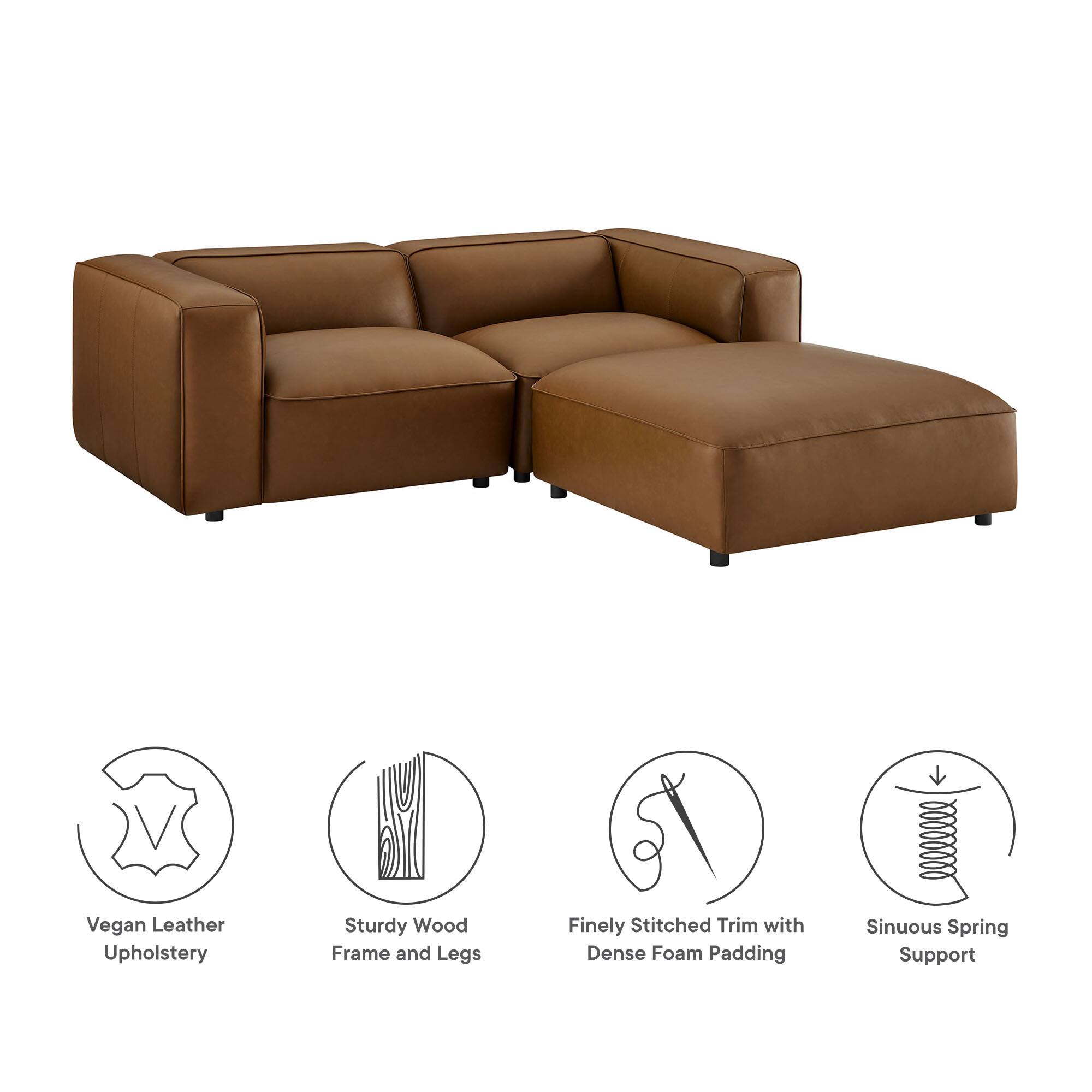 Vegan Leather Upholstery, Sturdy Wood Frame and Legs, Finely Stitched Trim with Dense Foam Padding, 800000 Sinuous Spring Support