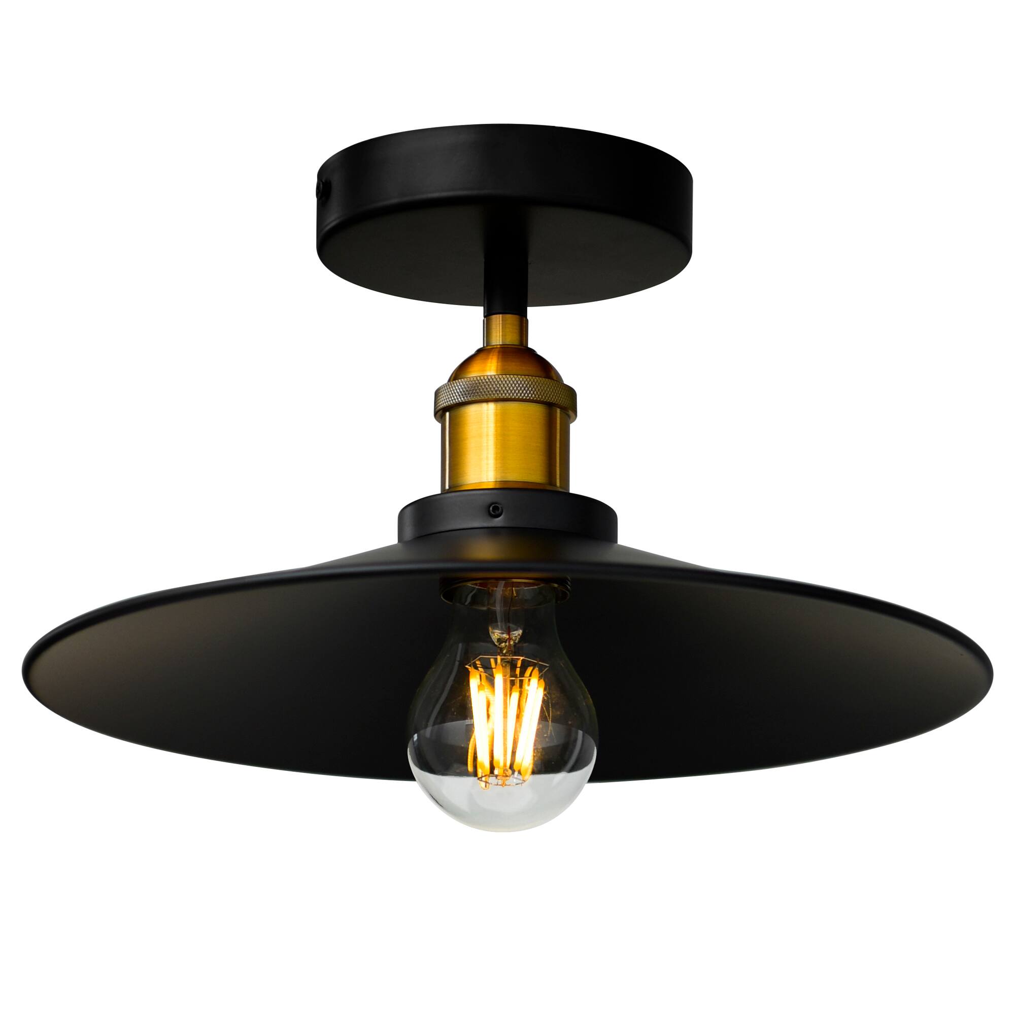 Left. CWI Lighting - Brave 1 Light Flush Mount With Black Finish - Black.