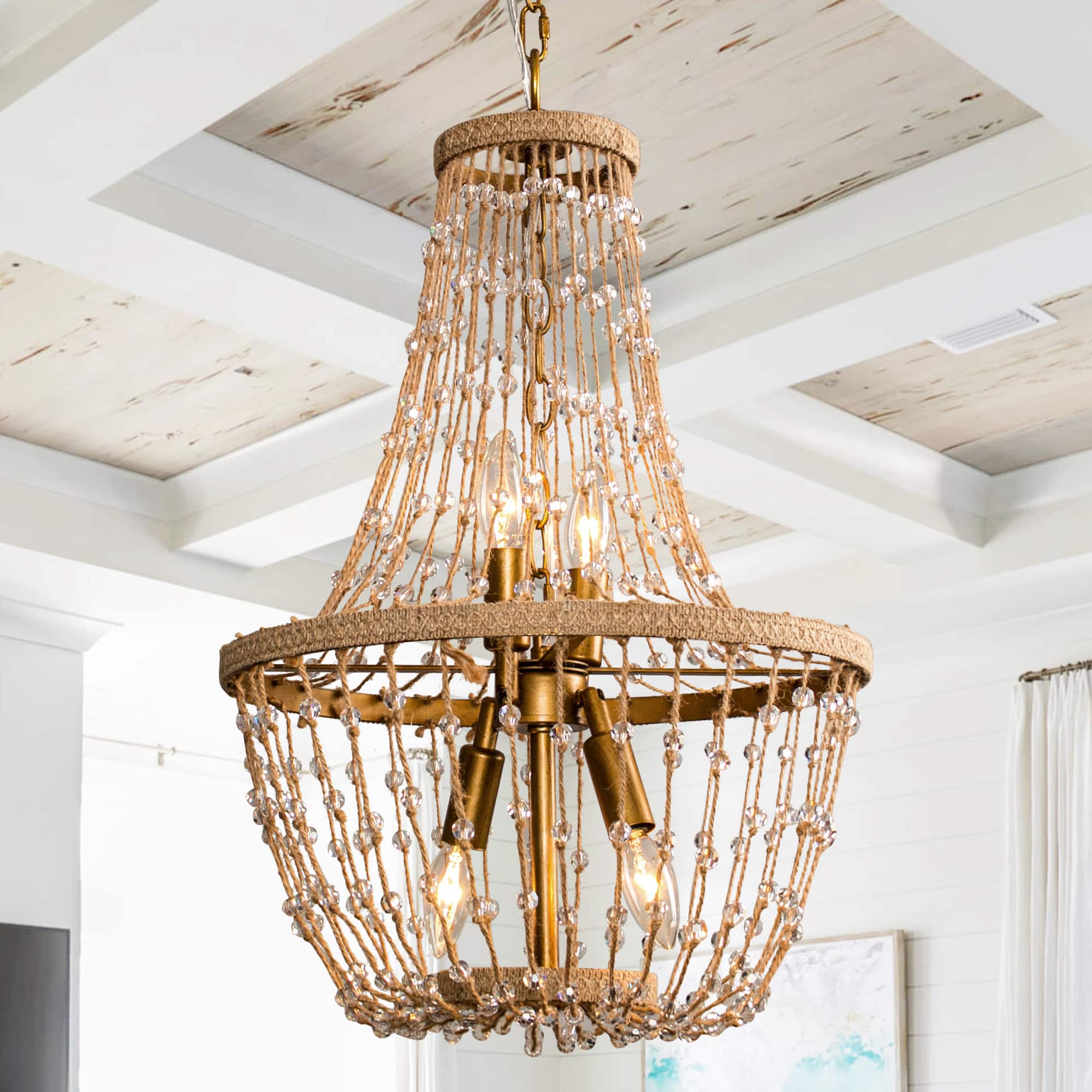 Parrot Uncle 16.5 in. 4 Light Crystal Rope Chandelier