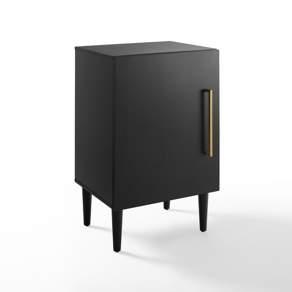 Angle. Crosley Furniture - Everett Medium Record Player Cabinet With Vinyl Storage - Matte Black.
