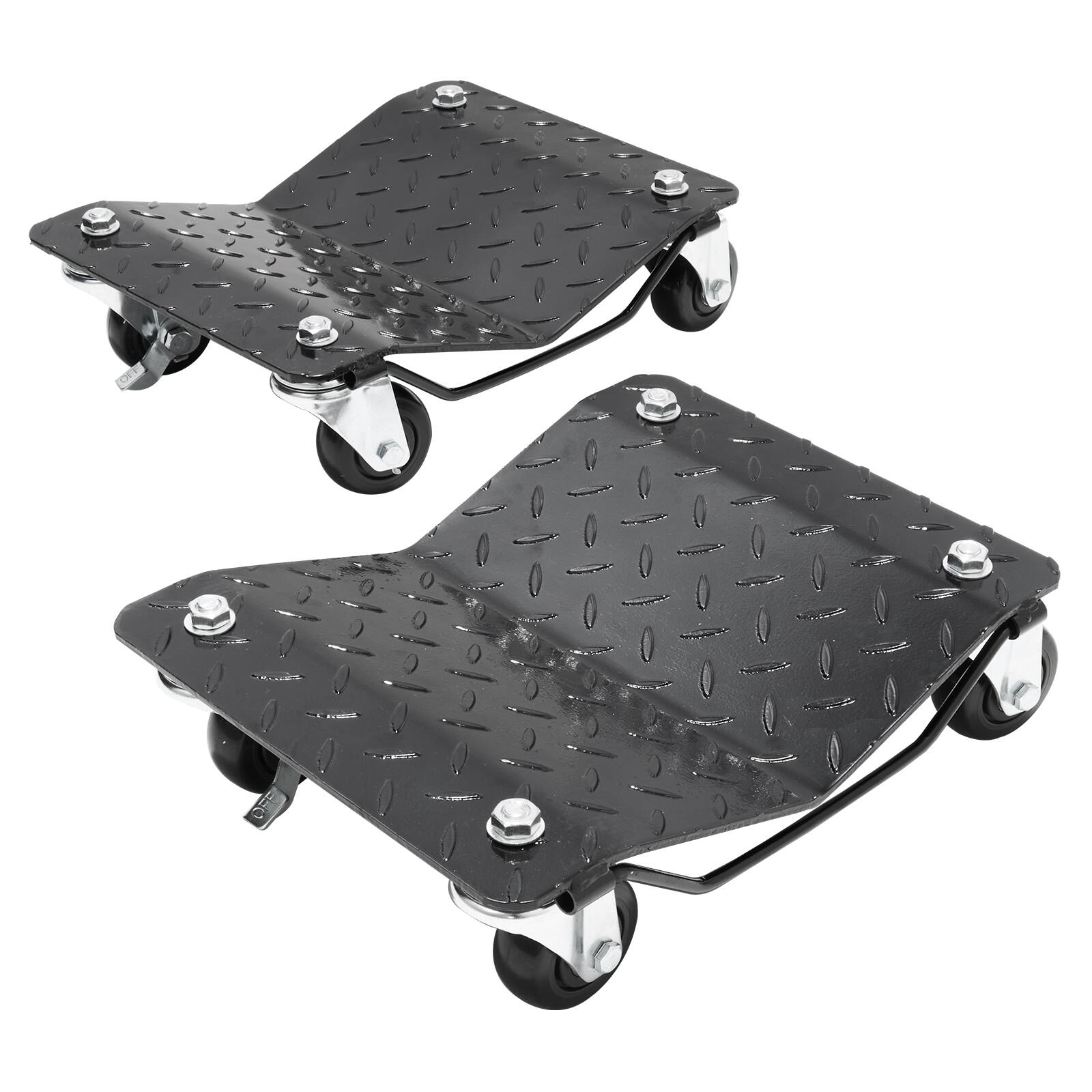 Alt View 5. VEVOR - Wheel Dolly,3000 lbs/1360 kg Car Dollies,Wheel Dolly Car Tire Stake Set of 2 Piece,Heavy-duty Car Tire Dolly Moving Cars - Black.