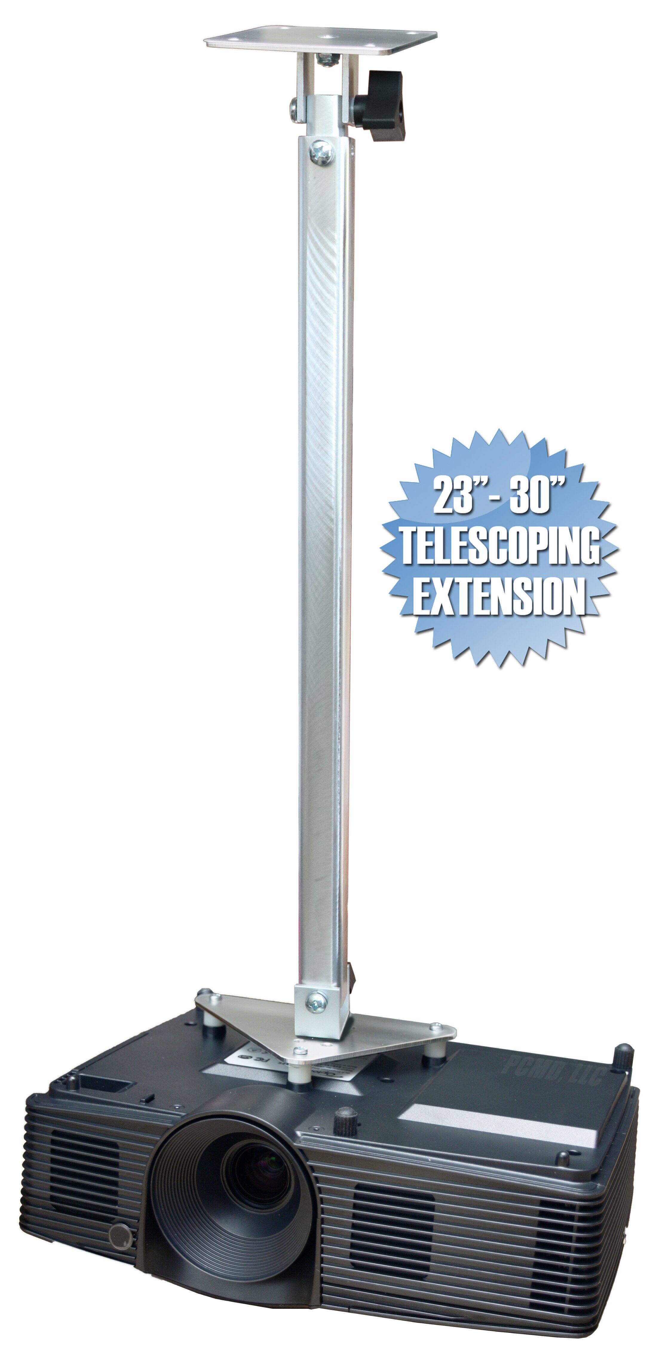 PCMD, LLC - Projector Ceiling Mount Compatible with Epson Home Cinema 2350 880 880X VS260 (Telescoping 23-30-Inch Extension) - Aluminum