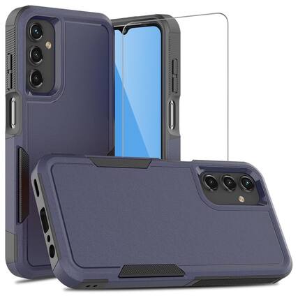Front. Equipd - Phone Case for Galaxy A16 5G 6.7 Inch Heavy Duty Rugged Shockproof Protection Cover with Tempered Glass Screen Protecto - Blue.