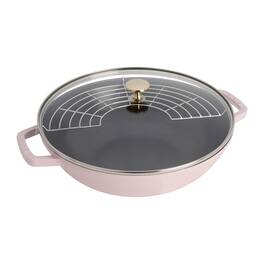 Staub - Cast Iron Perfect Pan , Wok, 4.5-quart, serves 4-5, Made in France, Peony Pink - Pink Peony