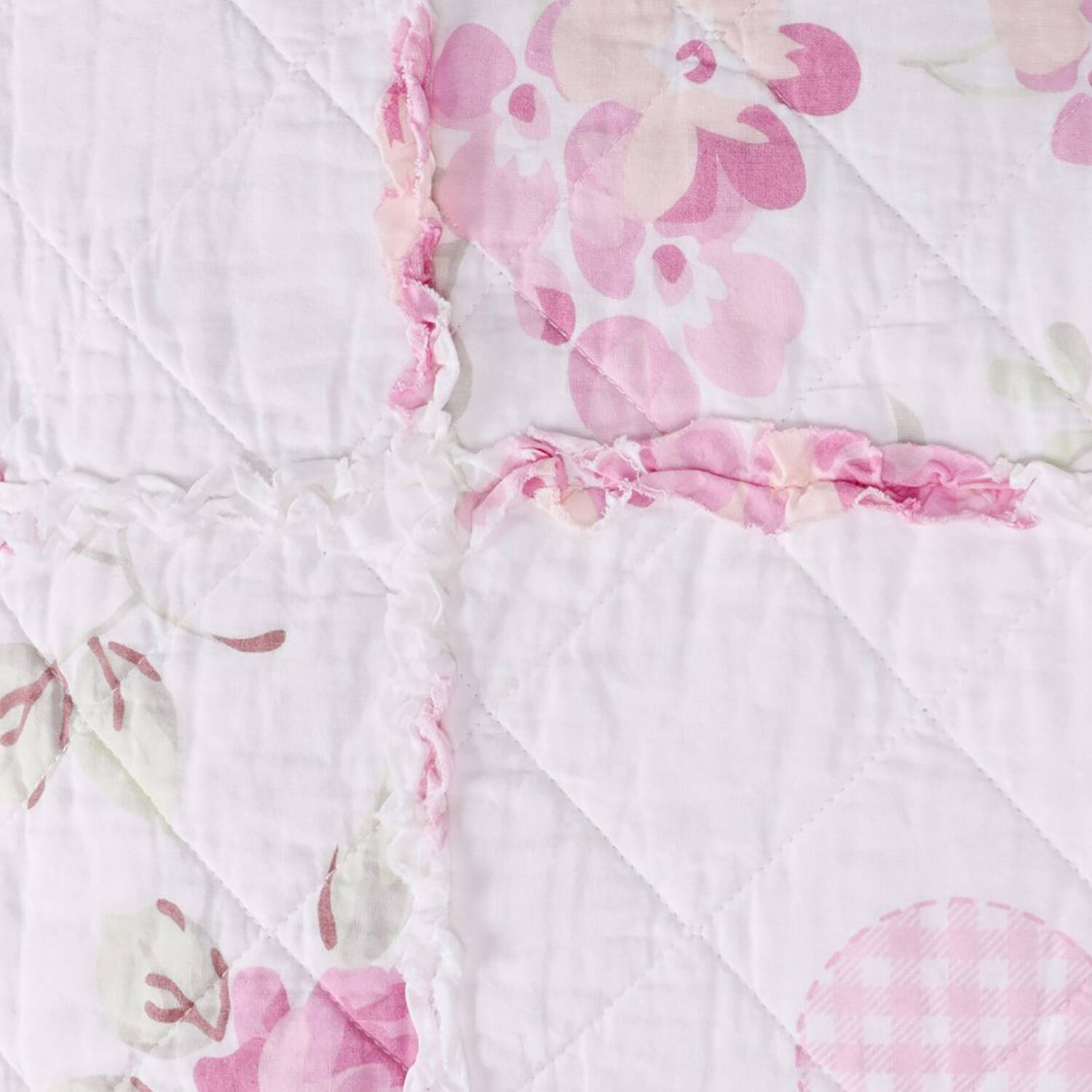 Left. Greenland Home Fashions - Greenland Home Fashions 100% Cotton Face 100% Microfiber Back Veronica's Hearts Accessory Throw Pink - Pink.