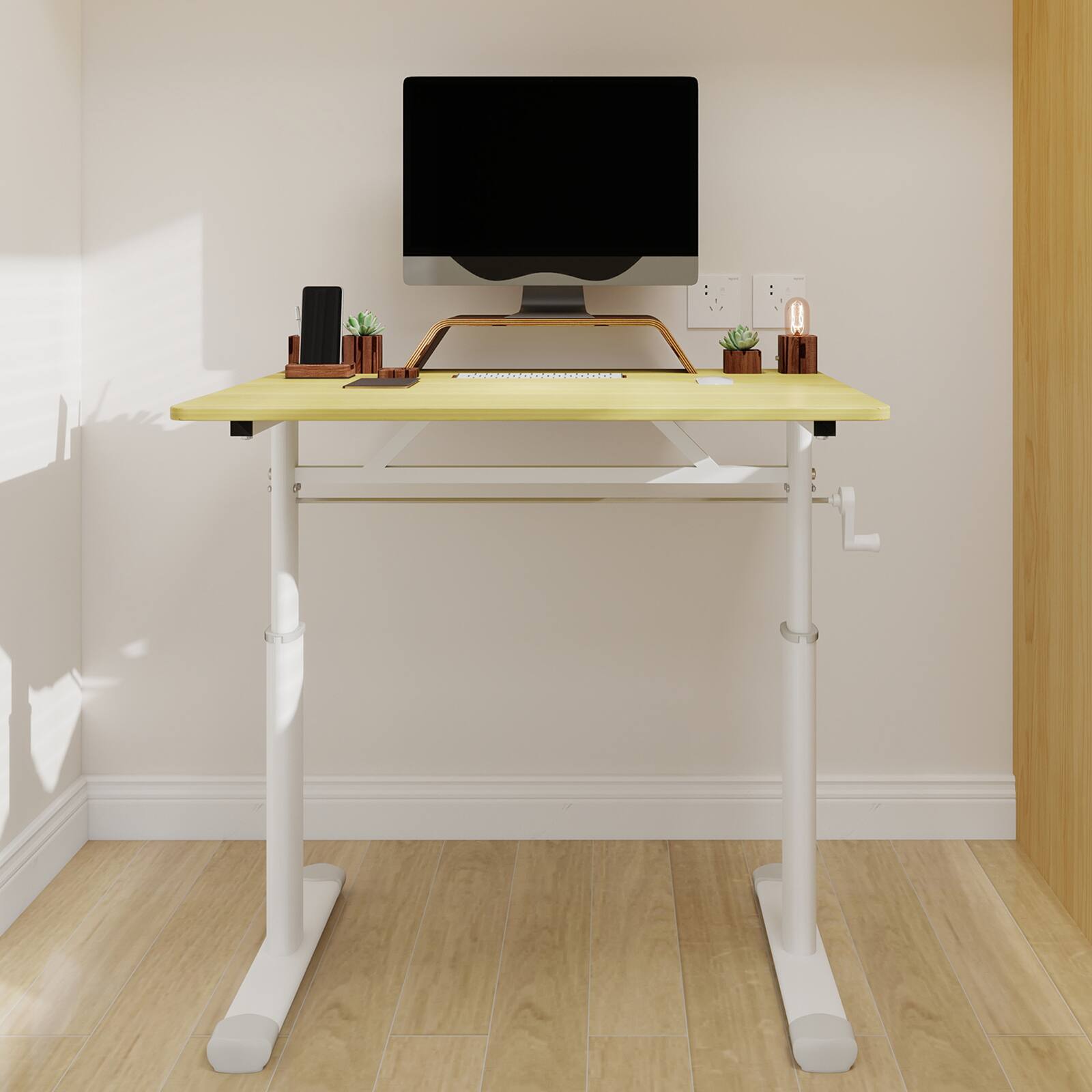 Alt View 4. GOODSILO - 31.5" Adjustable Height Desk - Ergonomic Sit Stand Table for Home Office & Study - Wood.