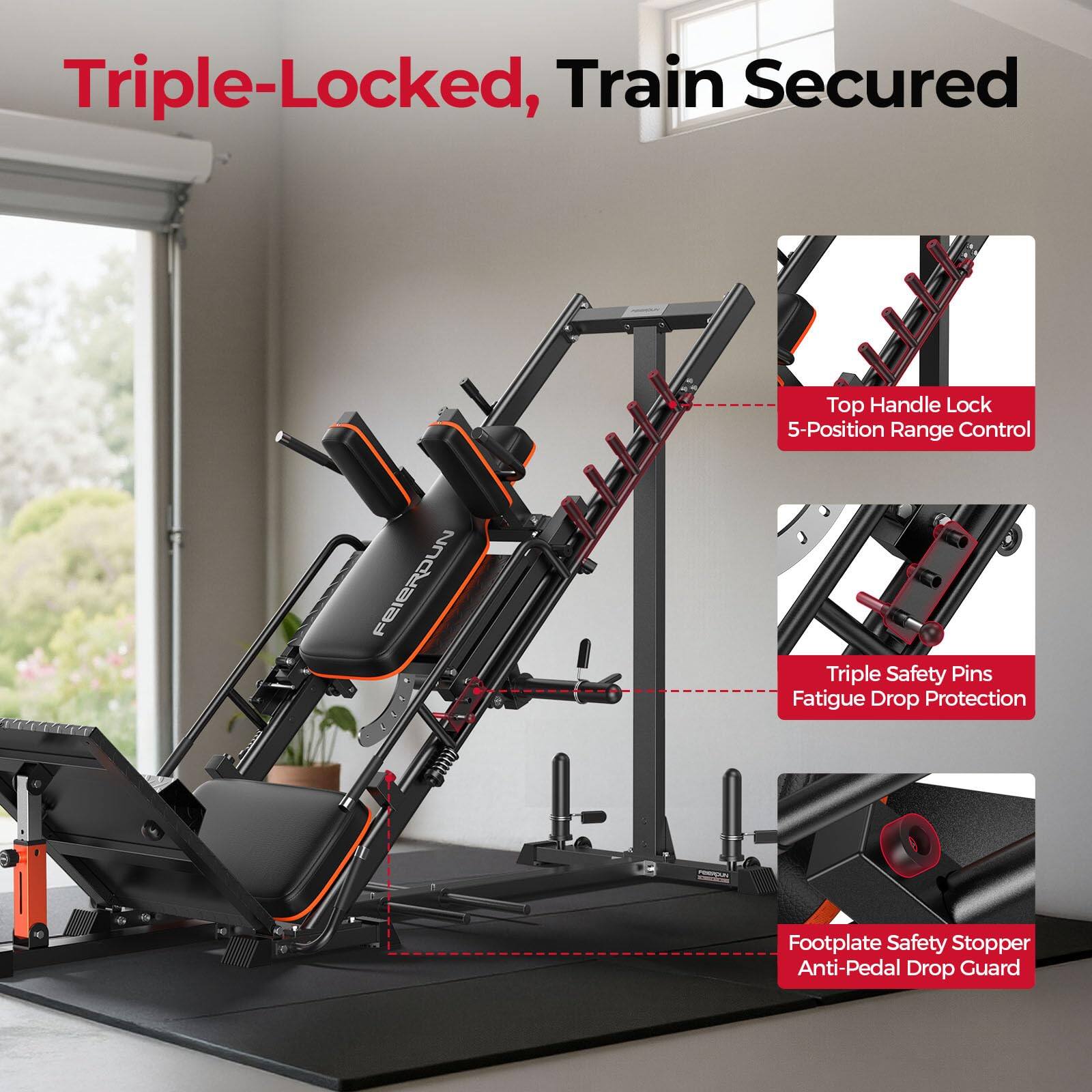Triple-Locked, Train Secured

- Top Handle Lock
- 5-Position Range Control
- Triple Safety Pins
- Fatigue Drop Protection
- Footplate Safety Stopper
- Anti-Pedal Drop Guard