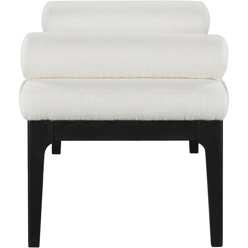 Alt View 3. Meridian Furniture - Priscilla Cream Linen Textured Fabric Bench - Beige.
