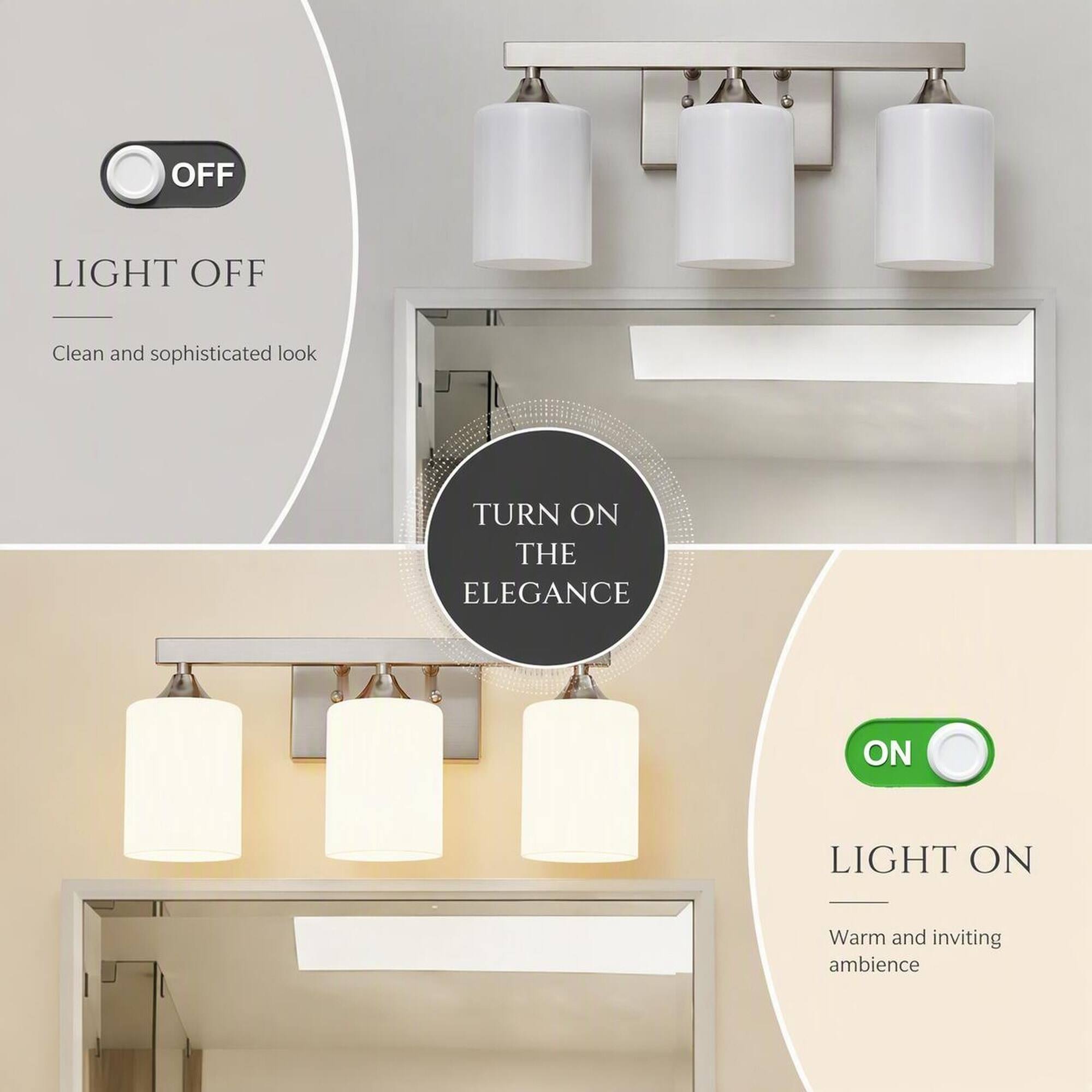 OFF  
LIGHT OFF  
Clean and sophisticated look  

TURN ON THE ELEGANCE  

ON  
LIGHT ON  
Warm and inviting ambience