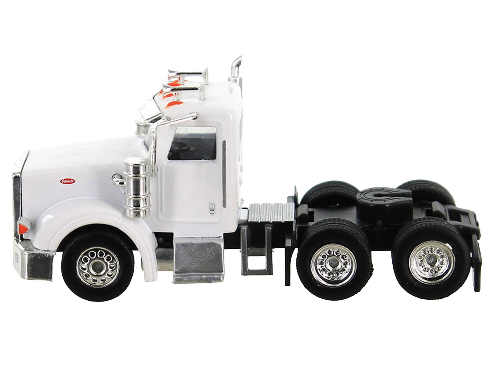 Alt View 2. HO Logistics Replicas - Peterbilt 367 Truck w/ Day Cab White & Articulated Trailer White & Blue Set 1/87 (HO) Plastic Model Car by HO Logistics.