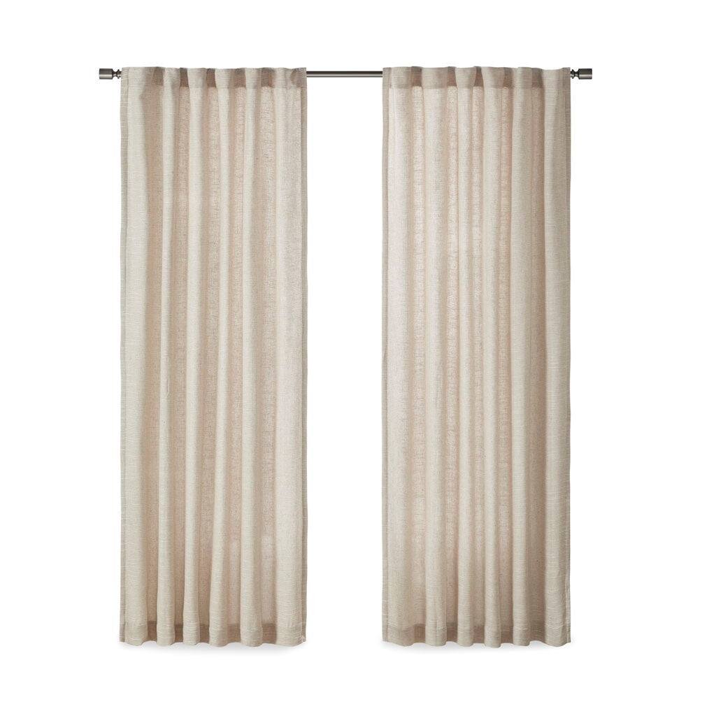 Front. BreeBe - Faux Linen Rod Pocket and Back Tab Fleece Lined Curtain Panel(Only 1 Pc Panel) - Natural.