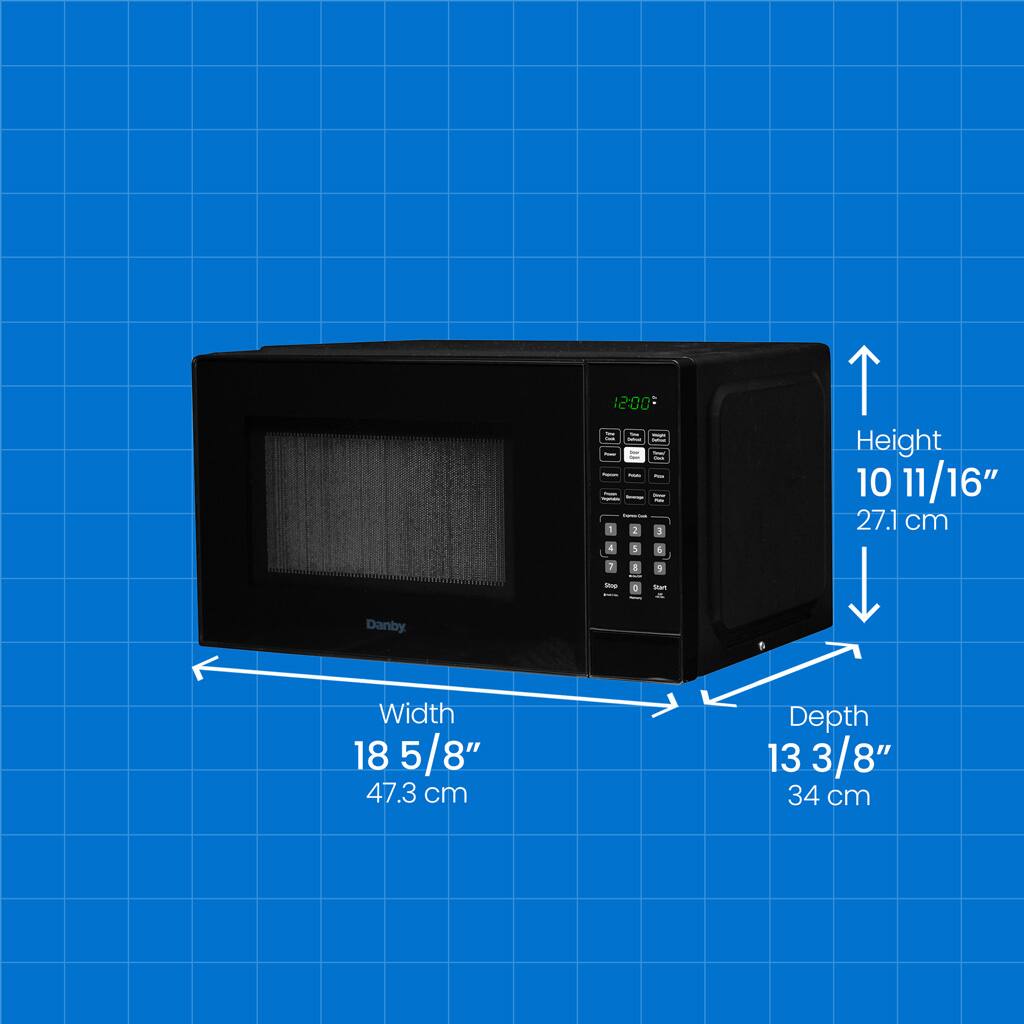12:00

Height: 10 11/16" (27.1 cm)

Width: 18 5/8" (47.3 cm)

Depth: 13 3/8" (34 cm)