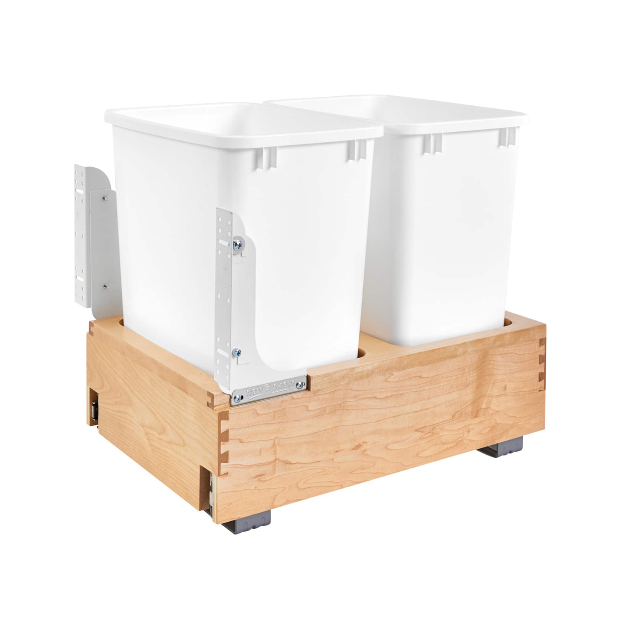 Front. Rev-A-Shelf - Rev-A-Shelf Double 35 qt. Maple Bottom Mount Pullout Waste Container,4WC-18DM2 - Natural maple/White.