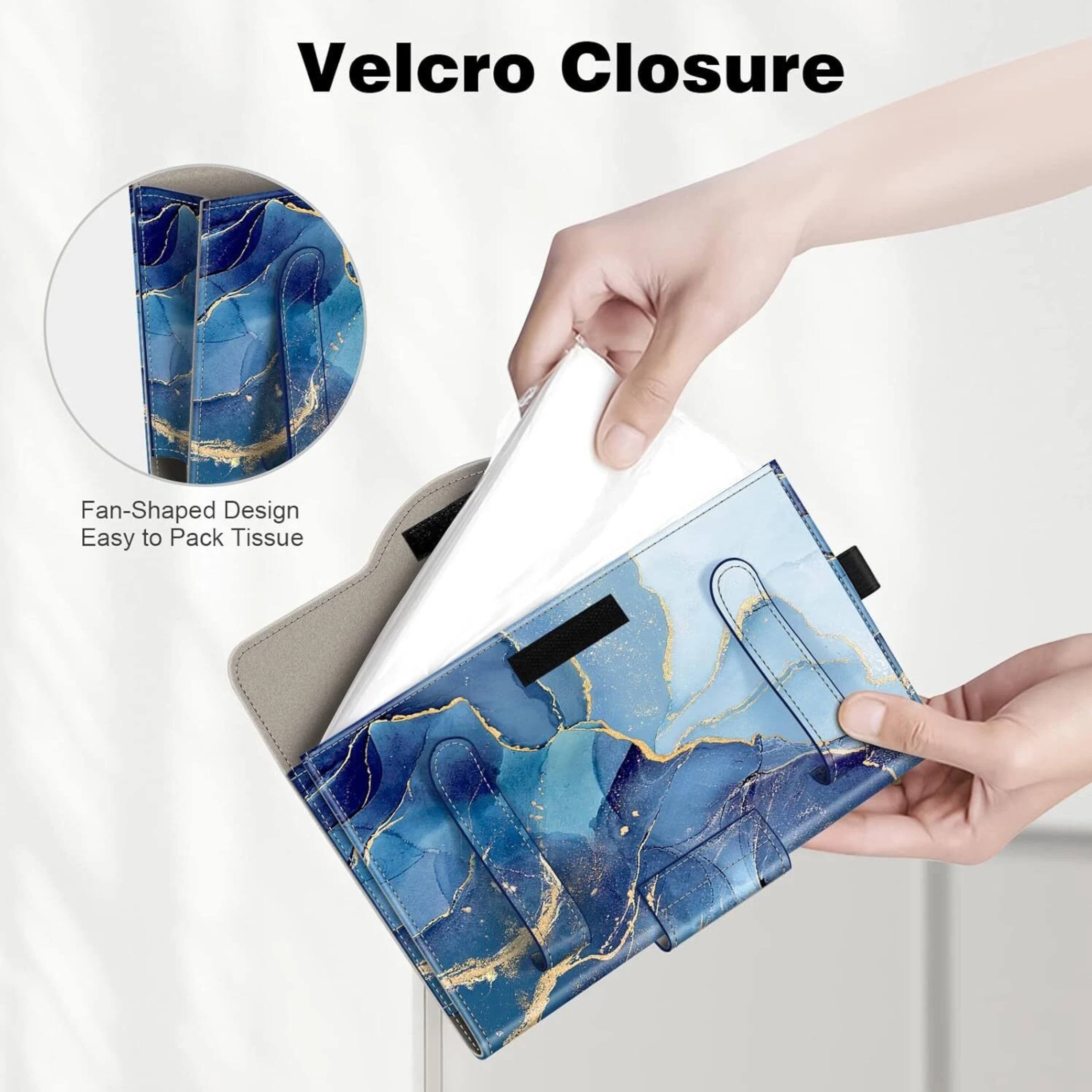 Velcro Closure  
Fan-Shaped Design  
Easy to Pack Tissue