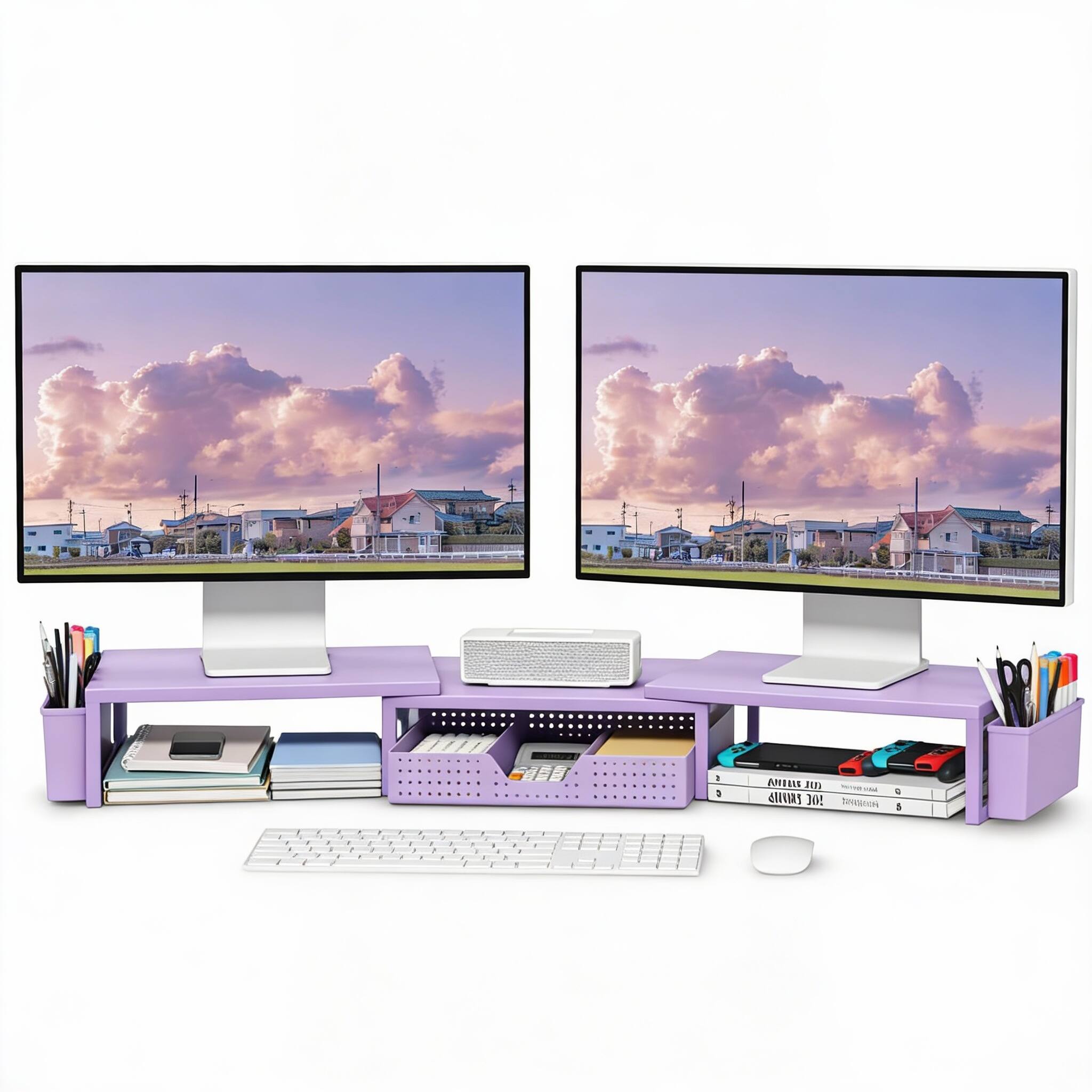 Metal Purple With drawer and pen holder