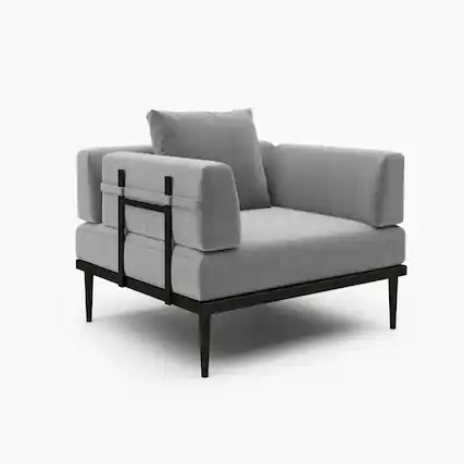 Front. Acanva - Modular Outdoor Patio Sectional Sofa, All-Weather Free Combination Balcony Chair with Olefin Fabric and Thick Cushions - Grey.