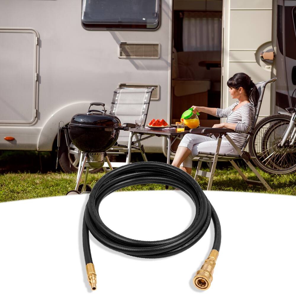 Alt View 5. Empava - 12ft Propane Hose – Quick-Connect RV/BBQ Safety Hose with Shutoff Valve & 1-Year Warranty - Black.