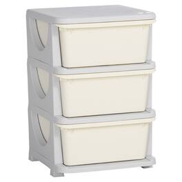 Qaba - 3 Tier Kids Storage Unit, 3 Drawer Chest Toy Organizer, Plastic Bins, Bedroom, Nursery, Living Room, Boys Girls Toddlers - Cream White