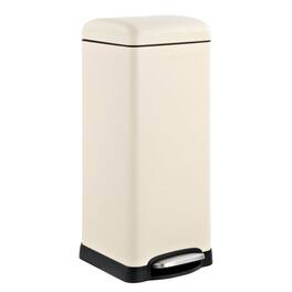 Hivvago - 8-Gallon Retro Stainless Steel Step-On Trash Can in Light Almond - Beige Finish