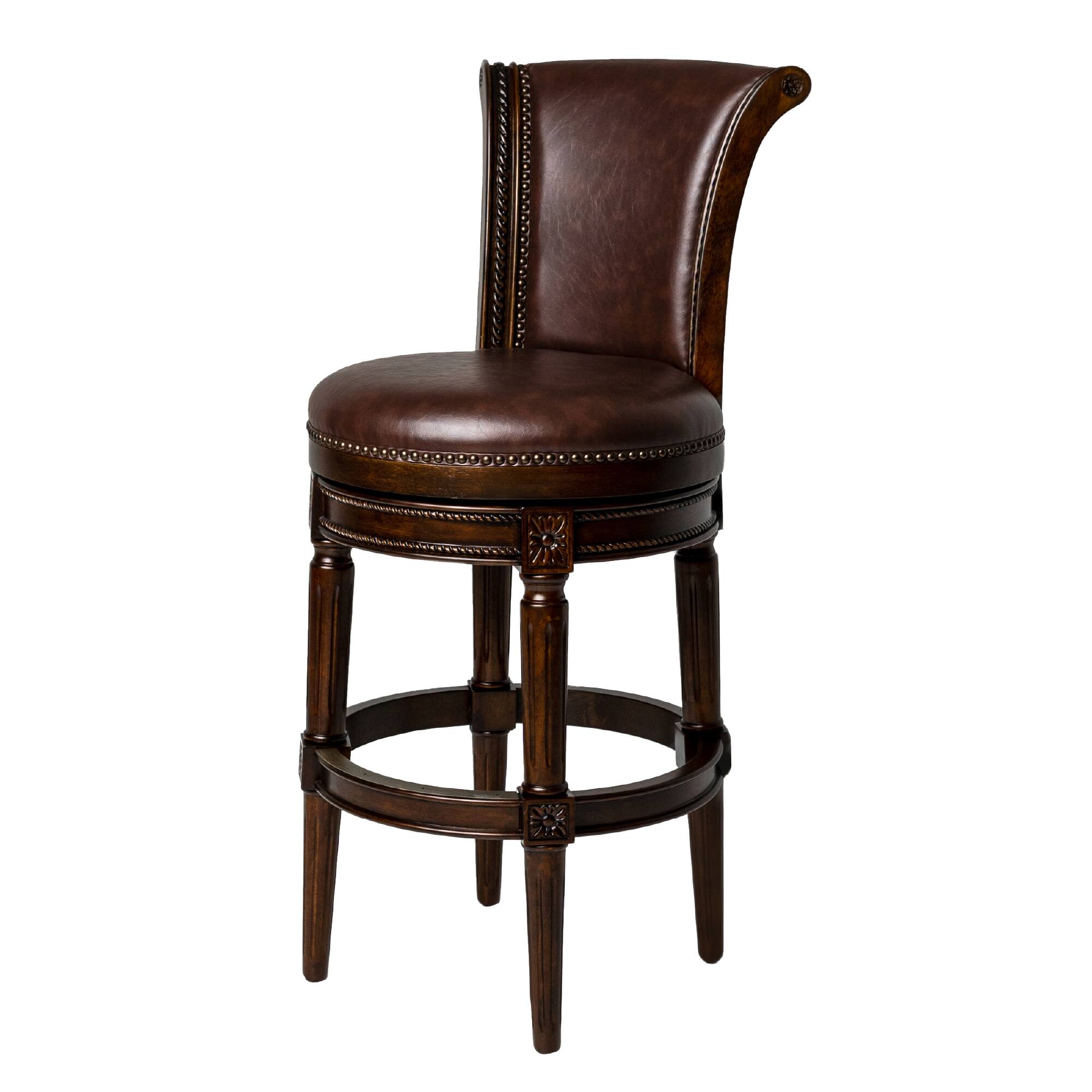 Front. Maven Lane - 31" Pullman Bar Stool In Dark Walnut Finish With Vegan Leather - Dark Walnut.
