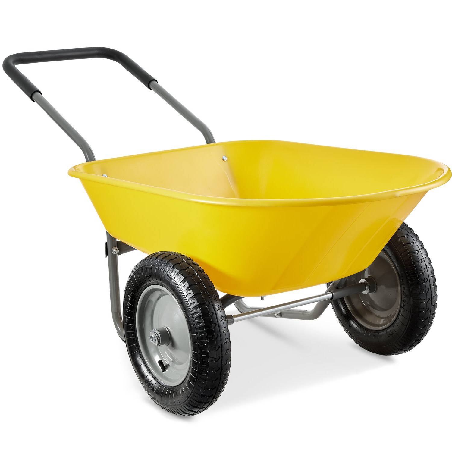SlickBlue - Heavy Duty 2-Wheel Wheelbarrow with Rust-Proof Frame for Garden and Yard Work - Yellow
