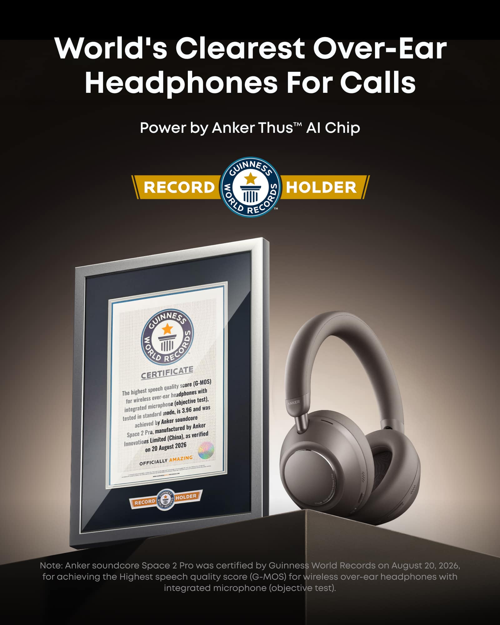 Anker soundcore Space 2 Pro Over Ear Headphones, Crystal Clear