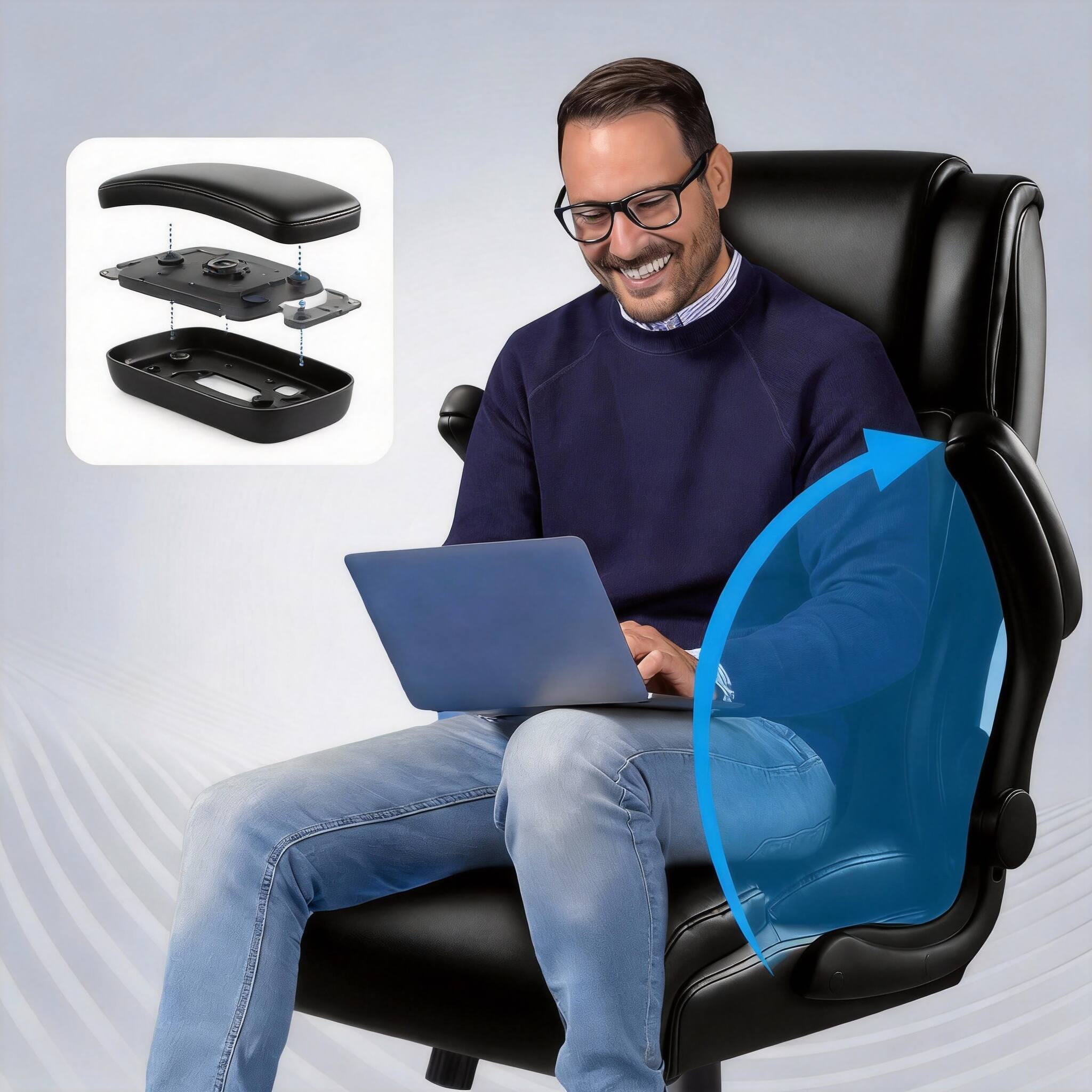 Alt View 3. Frangdom - Big Tall Ergonomic Leather Office Chair Flip Armrest High Back - Brown Leather Office Chair High Back Adjustable.