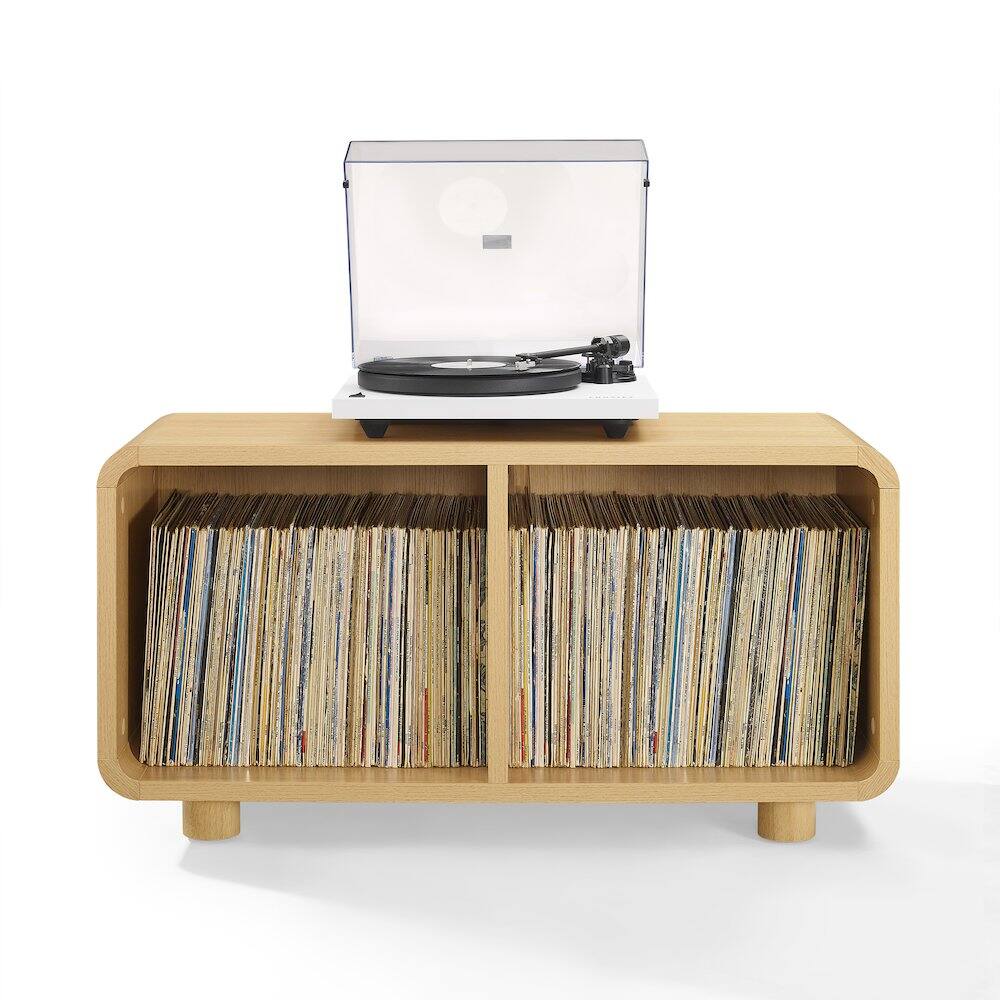 Alt View 1. Crosley Furniture - Zoe Medium Record Storage Console - Gray.