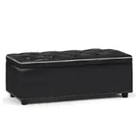 Simpli Home - Hamilton Lift Top Rectangular Storage Ottoman - Midnight Black - Front_Zoom