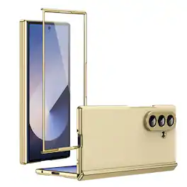 Dteck - for Samsung Galaxy Z Fold8 Ultra Matte Case with Built-in Screen Protector Hinge Protection Shockproof Hard PC Cover - Gold