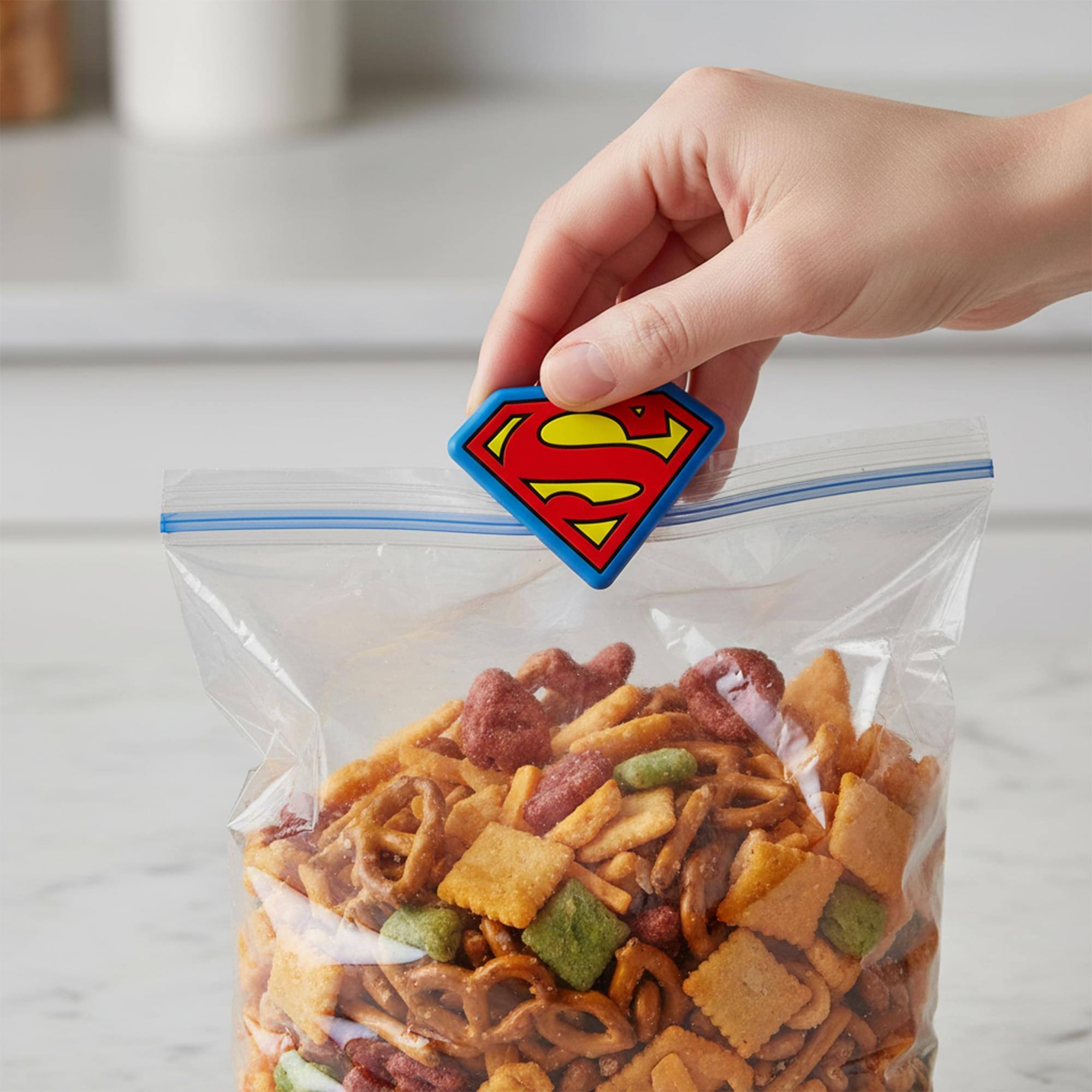 Alt View 2. DC Universe - DC Comics Classic Superman Logo Bag Clip 4 Pack - Multi-Colored.