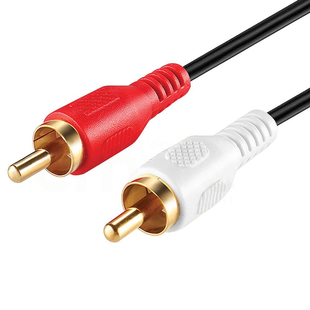 Back. Cmple.com - 2 RCA to 2 RCA Cable 1.5ft Black Male to Male Gold-Plated Stereo Audio Cord - Black.