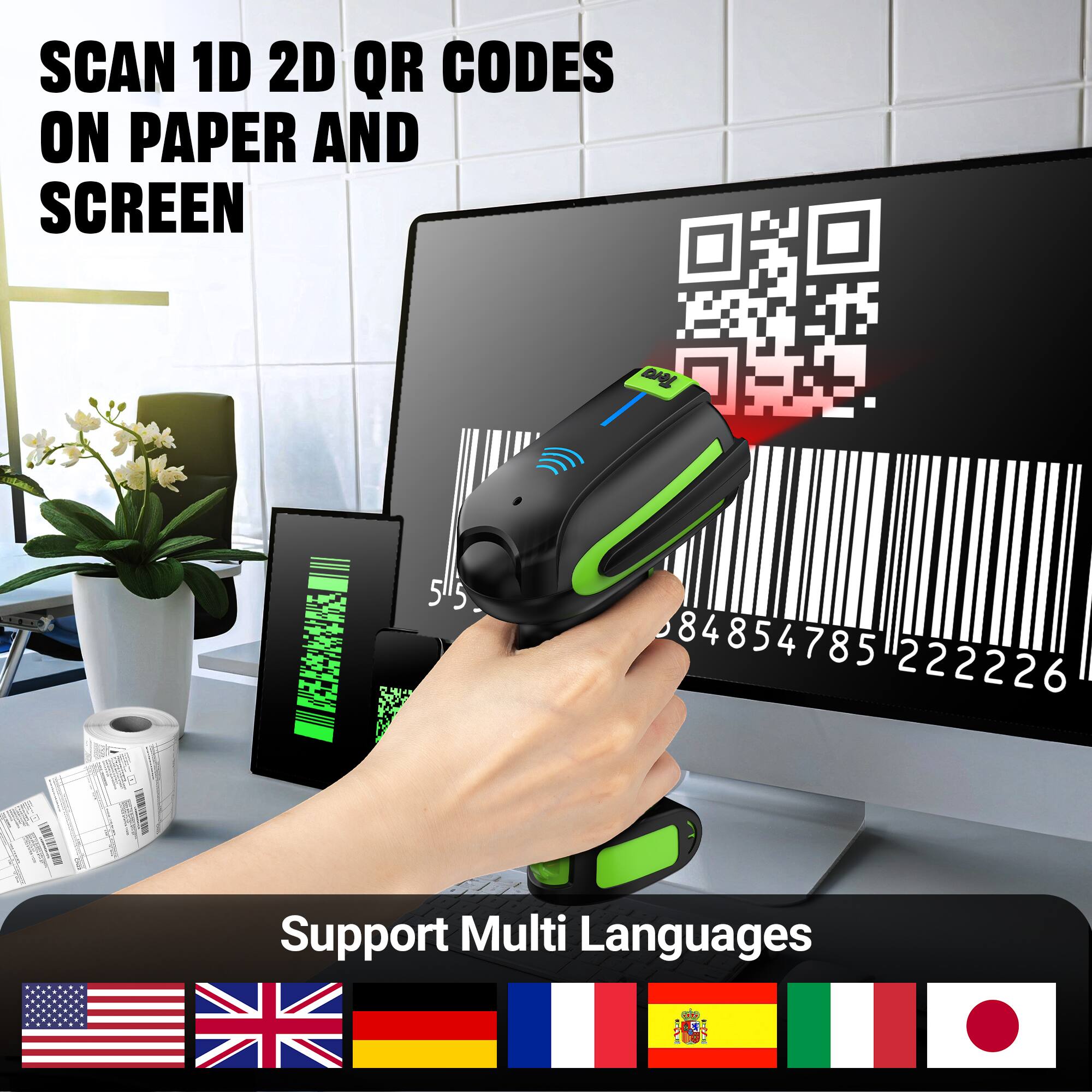 SCAN 1D 2D QR CODES ON PAPER AND SCREEN

Support Multi Languages
