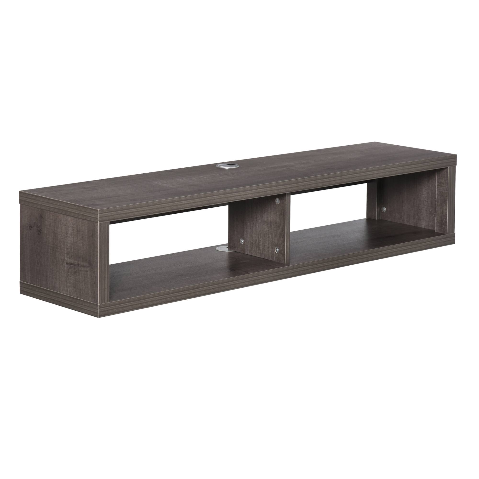 Alt View 5. Homcom - Wall Mounted TV Stand, Media Console Floating Storage Shelf for Living Room or Home Office - Dark Grey Wood Grain.