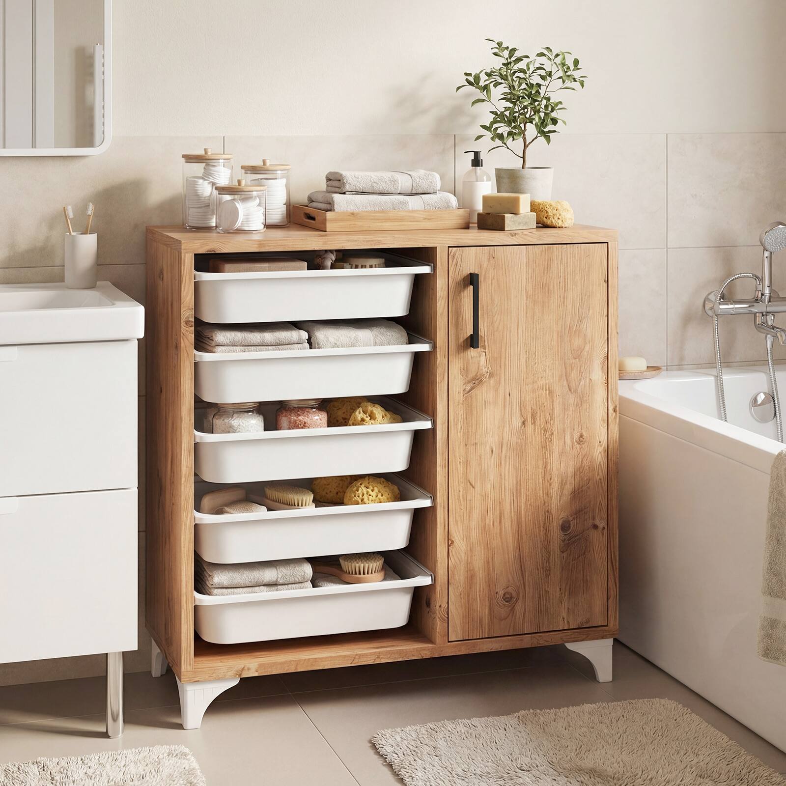 Alt View 4. Gymax - Gymax Buffet Cabinet Sideboard w/ Storage Coffee Bar Cabinet w/ 5 Removable Drawers - White.