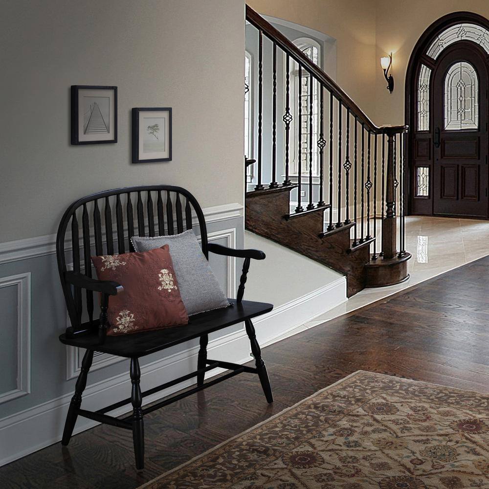 Alt View 2. Carolina Chair & Table - Windsor Bench - Antique Black - Antique Black.