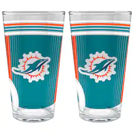 Great American Products - Miami Dolphins Two-Piece 16oz. Pint Glass Set - Multicolor