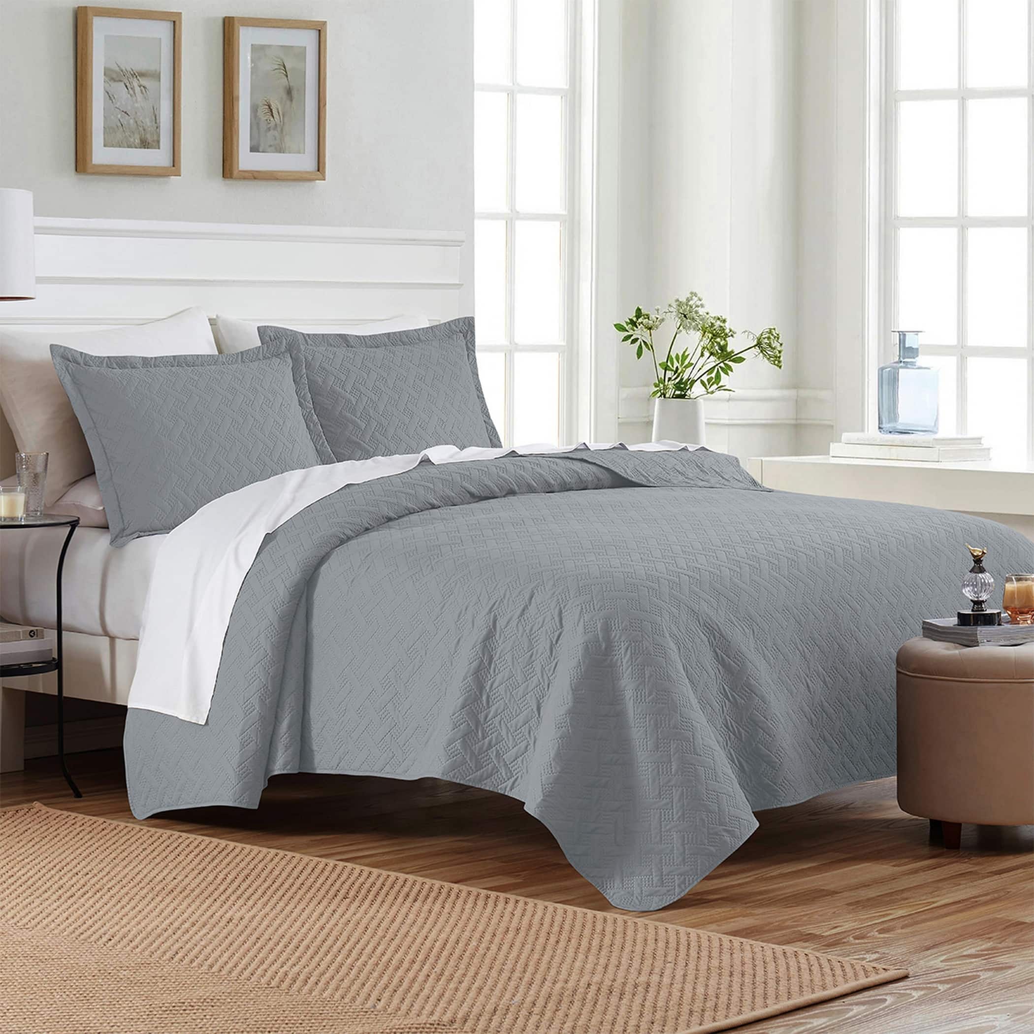 Dan River - 3 Piece Basket Pinsonic 1 quilt 2 shams - Silver price history on PriceWatchPro