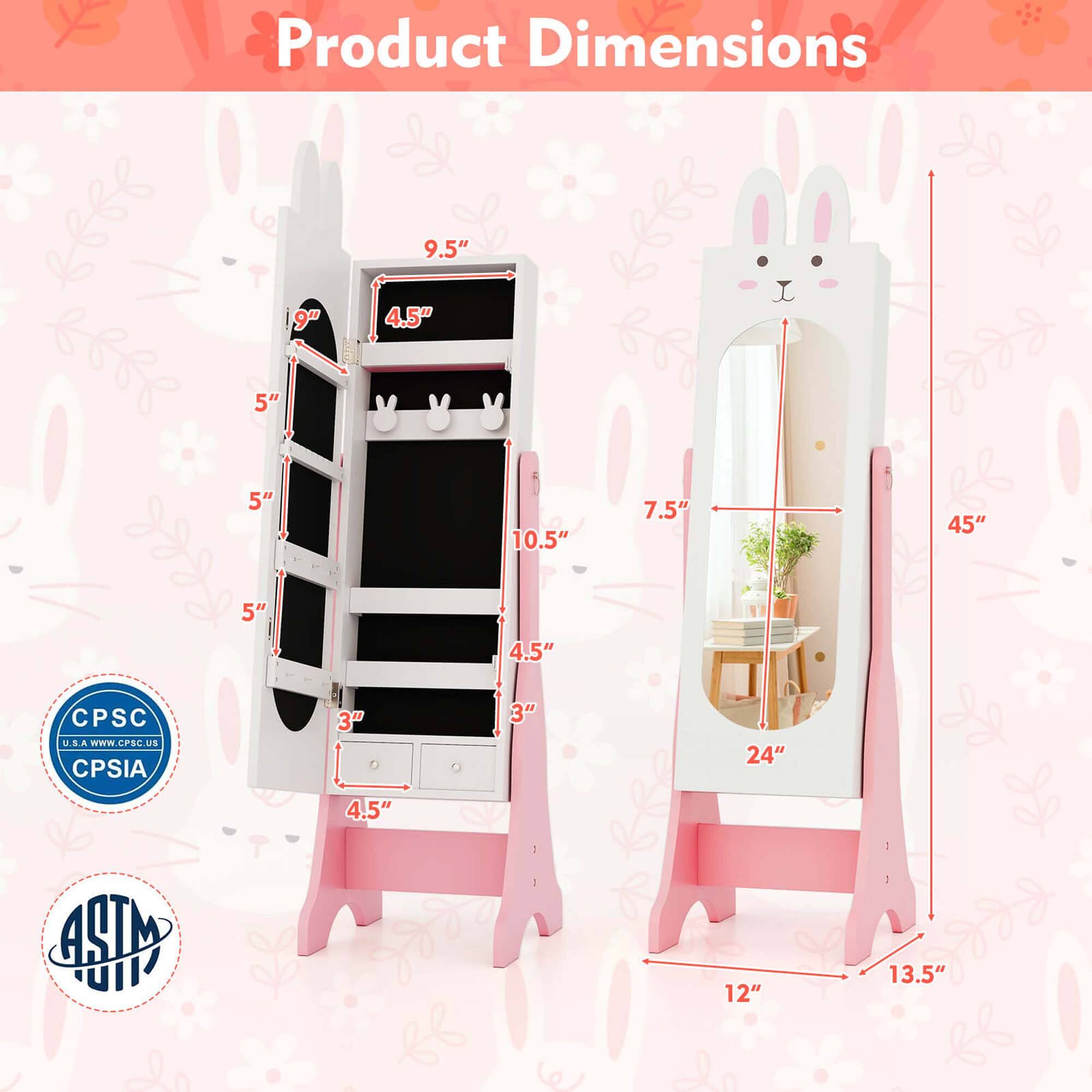 Product Dimensions: 9.5", 9", 4.5", 5", 5", 10.5", 7.5", 45", 5", 4.5", 3", 4.5", 3", 24", 12", 13.5"