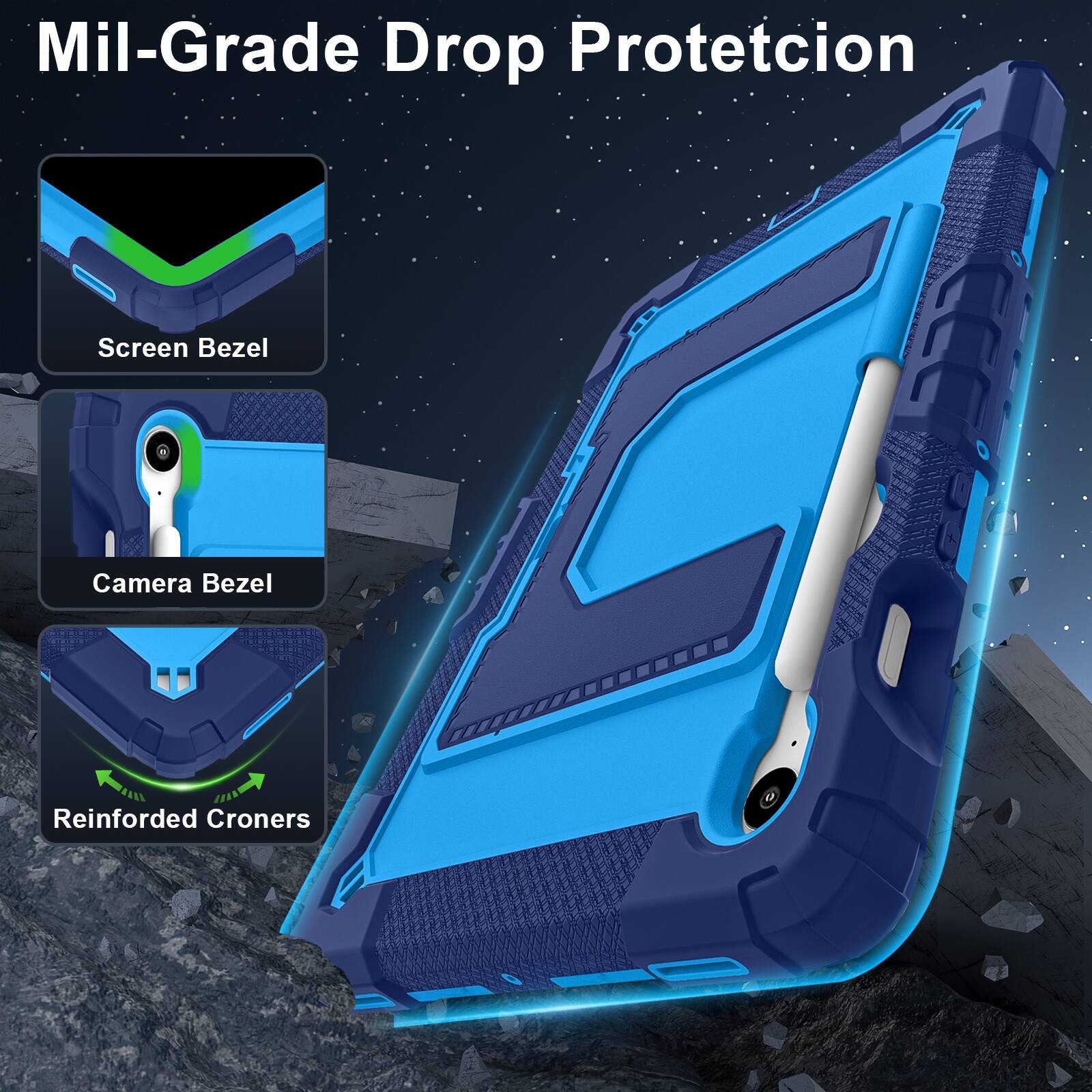 Mil-Grade Drop Protection Screen Bezel Camera Bezel 111A J Reinforced Corners
