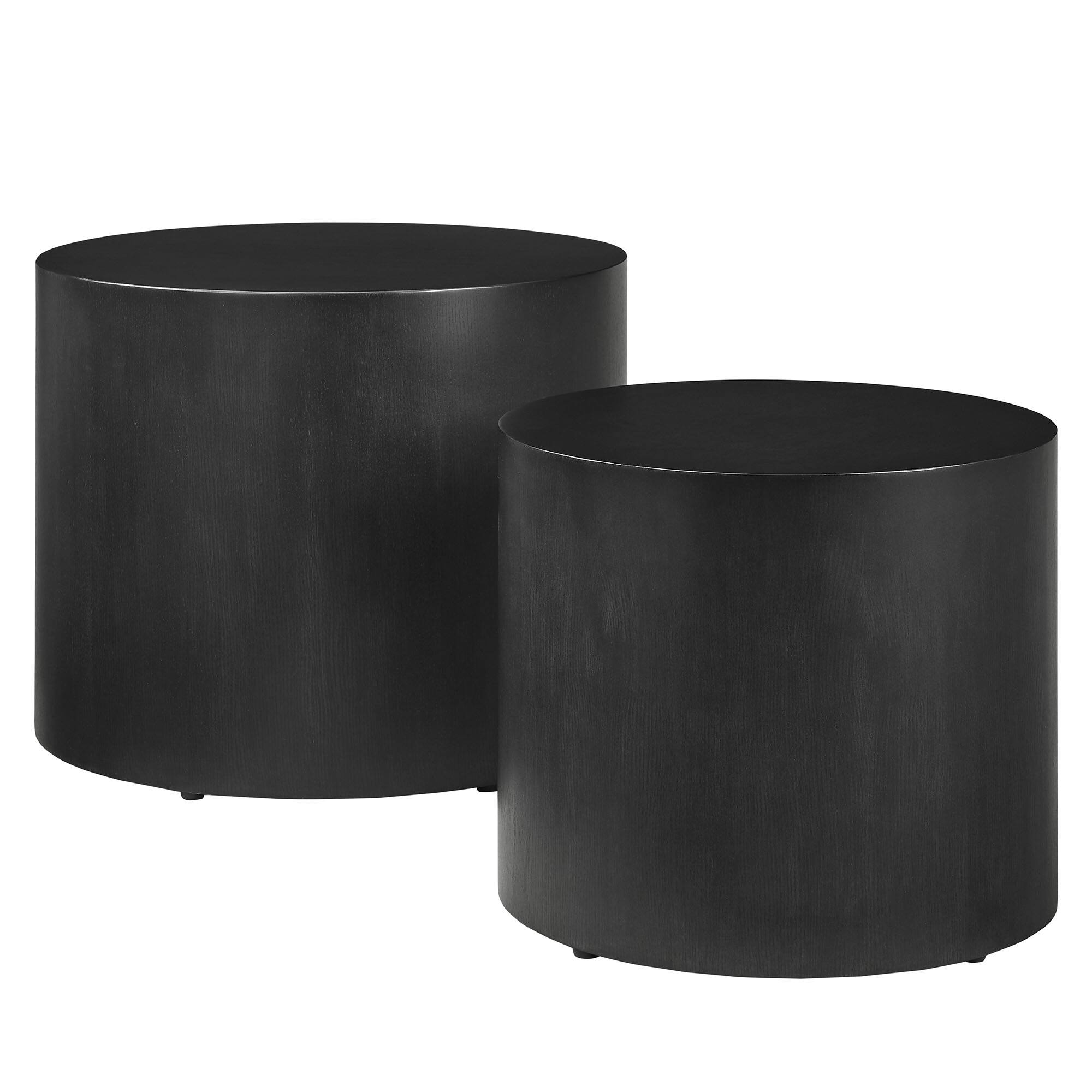 Alt View 4. Modway - Amani Round Nesting Coffee Tables Set of 2 by Modway - Black.