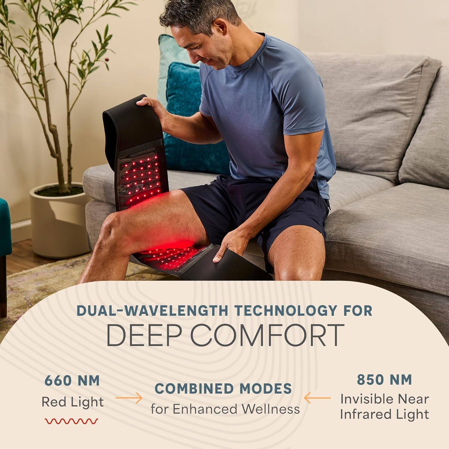 DUAL-WAVELENGTH TECHNOLOGY FOR DEEP COMFORT

660 NM Red Light
COMBINED MODES for Enhanced Wellness
850 NM Invisible Near Infrared Light