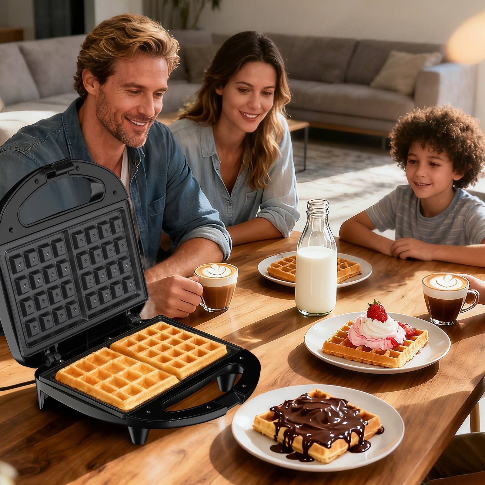 Alt View 5. OSTBA - 2-Slice Sandwich Maker, Non-Stick Toaster with Quick Heat-Up, Cool-Touch Handle& Automatic Temp Control - Black.