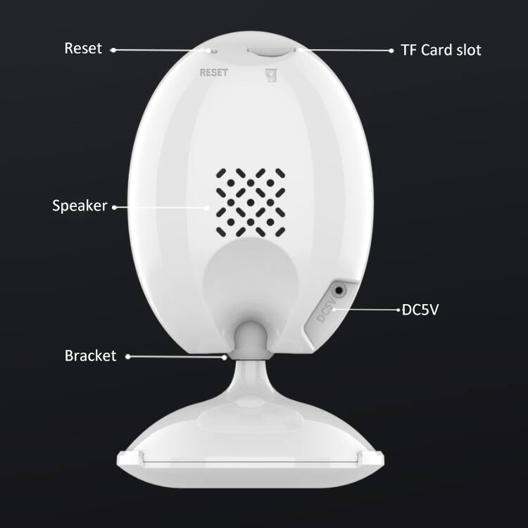 - Reset
- TF Card slot
- Speaker
- DC5V
- Bracket