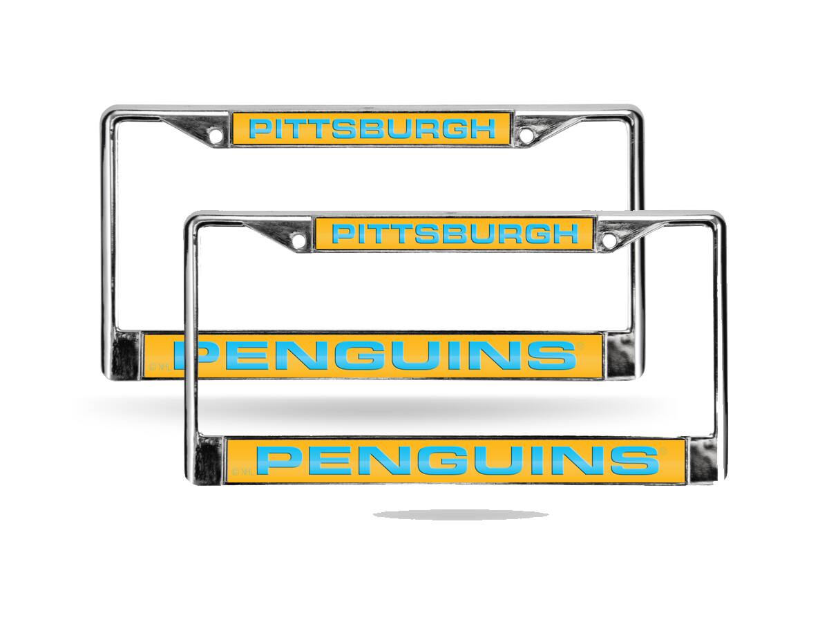 Pittsburgh Penguins Chrome Metal Laser Cut License Plate Frame - Set of 2 Frames